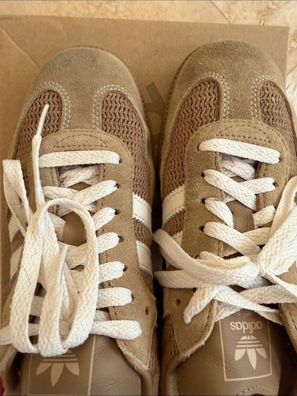 adidas samba OG ‘Cardboard’ color Mesh & Suede Sneakers with White Stripes - Picture 11 of 13